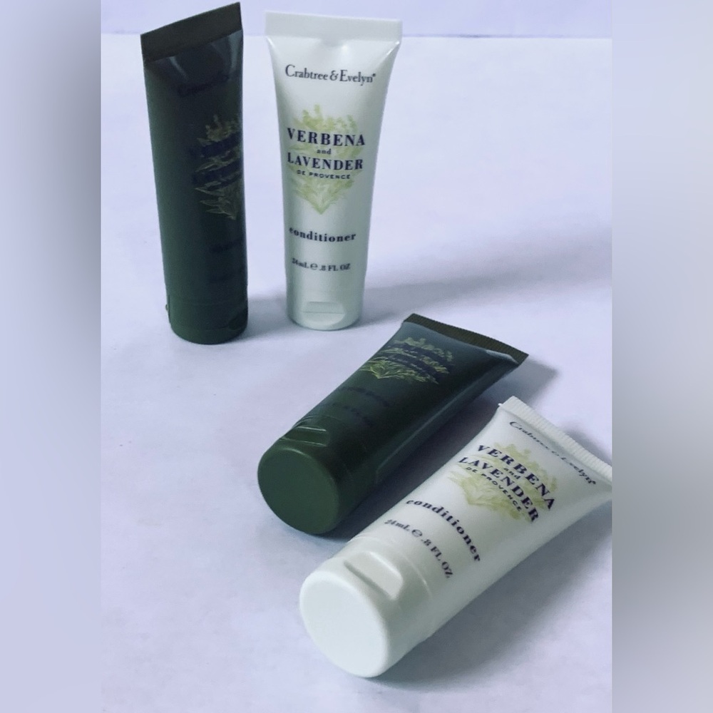 4 - Crabtree & Evelyn Travel Shampoo & Conditioner VERBENA LAVENDER .8 Oz ea